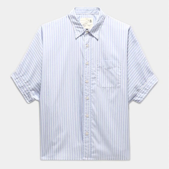 R13 Stripe Oversize Boxy Button-Up Shirt Blue White XS - Picture 1 of 8